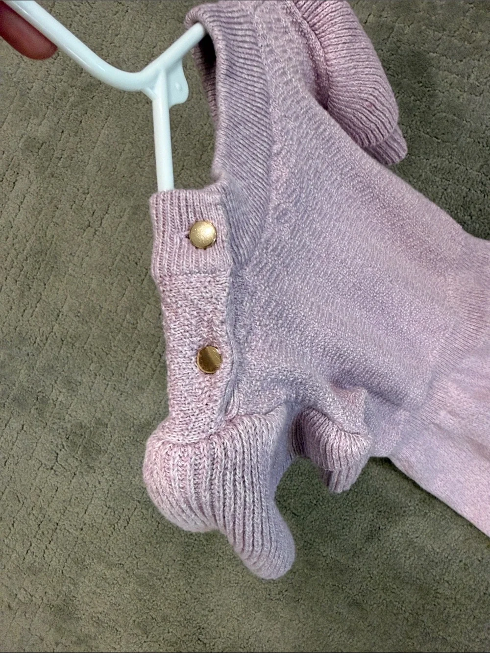 Girls' Lavender Knit Puff-Sleeve Dress